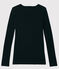 Camiseta de cuello de pico emblemática de algodón de mujer negro NOIR