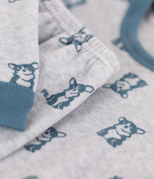 Pijama de terciopelo para ni&ntilde;o/ni&ntilde;a gris/azul