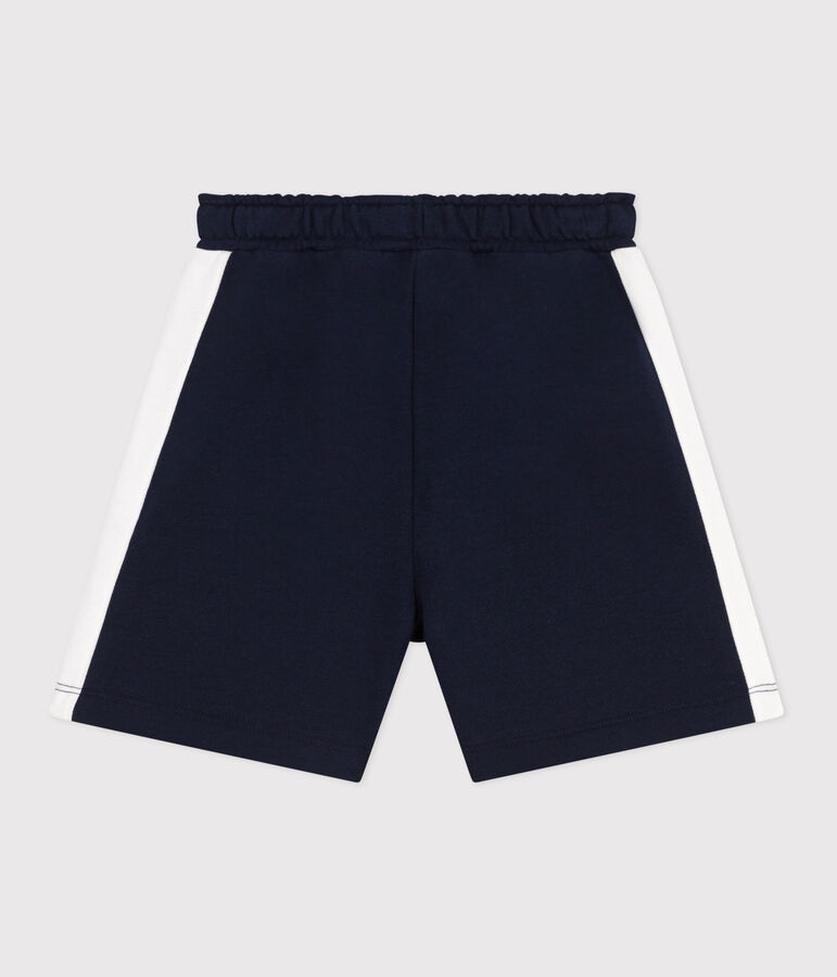 Bermudas cortas infantiles de algod&oacute;n liso azul
