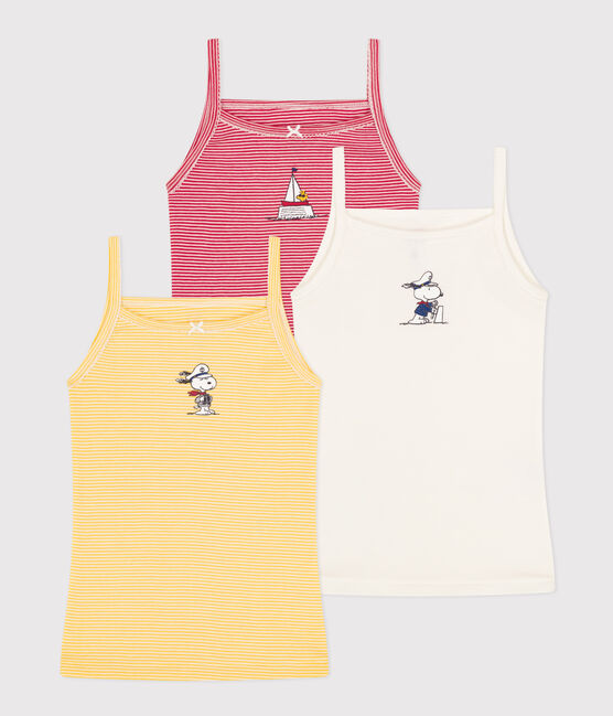 Juego de 3 camisetas de tirantes Petit Bateau X Snoopy de algodón para niña variante 1