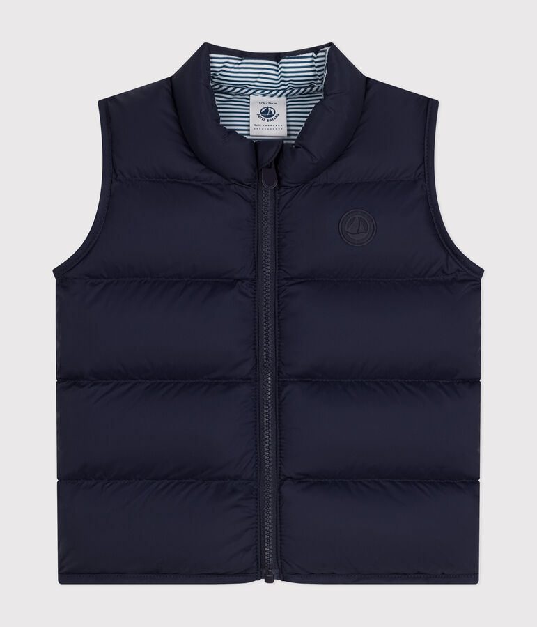 Plum&iacute;fero acolchado sin mangas de beb&eacute; azul