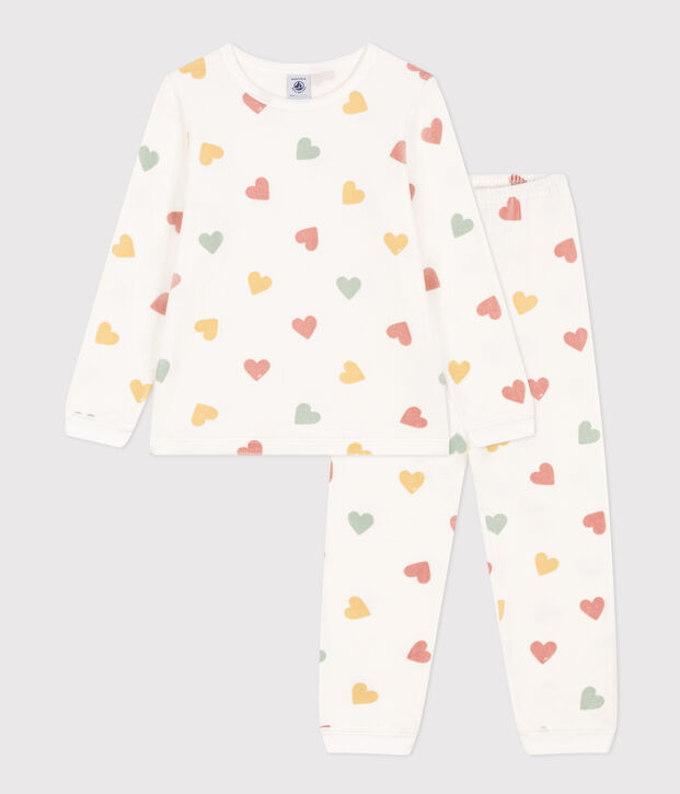 Pijama de terciopelo con coraz&oacute;n para ni&ntilde;a blanco/multicolor
