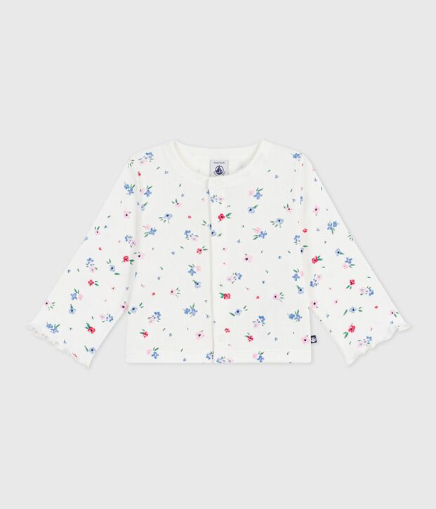 C&aacute;rdigan de algod&oacute;n con estampado de flores para beb&eacute; blanco/multicolor