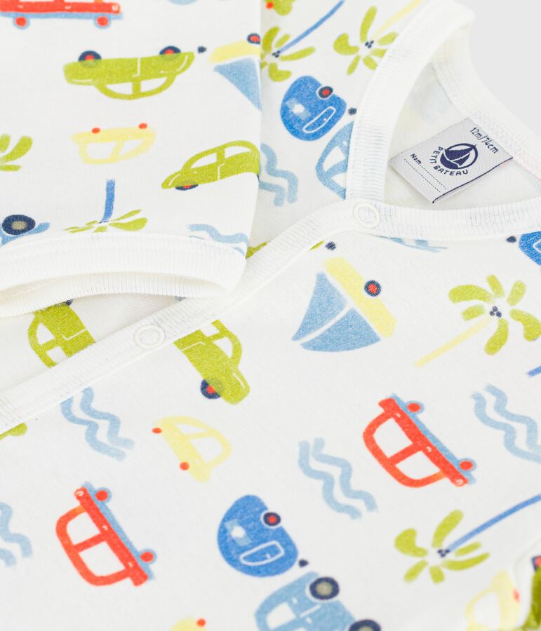 Pijama de algod&oacute;n con estampado de coches para beb&eacute; blanco MARSHMALLOW/blanco MULTICO