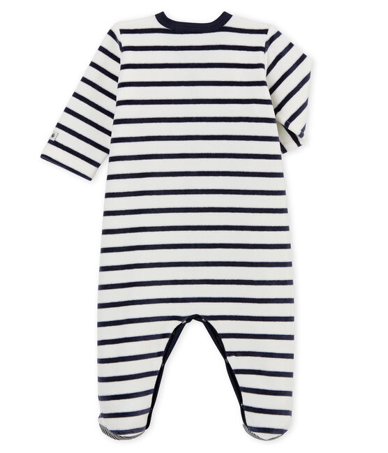 Pelele de terciopelo para bebé unisex blanco MARSHMALLOW/azul SMOKING
