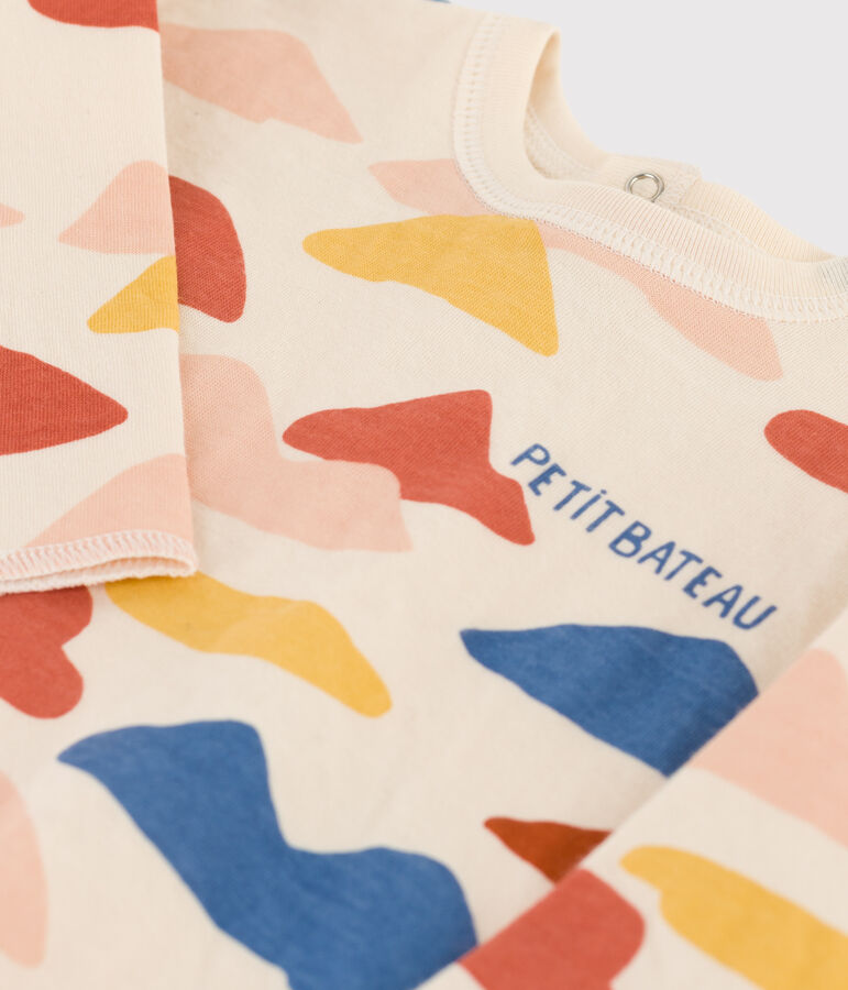 Camiseta de manga larga con estampado de t&uacute;bico de beb&eacute; crudo/multicolor