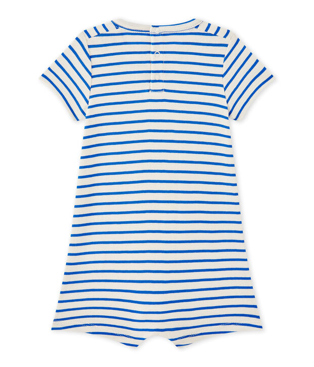 Pelele corto marinero de beb&eacute; ni&ntilde;o beige/azul