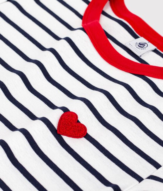 Camiseta de algodón de manga corta para mujer blanco MARSHMALLOW/azul SMOKING