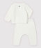 Conjunto de 2 prendas blancas de bebé en punto de algodón ecológico blanco MARSHMALLOW