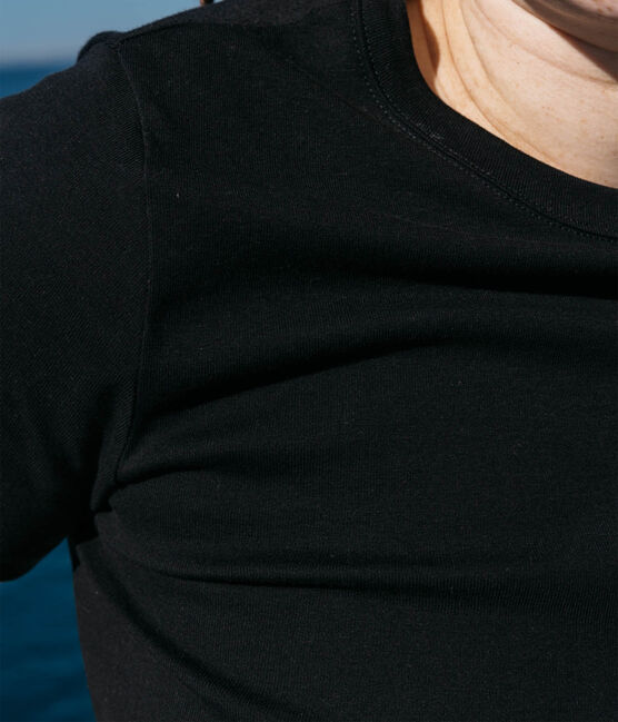 Camiseta L'ICONIQUE con cuello redondo de algodón de mujer negro NOIR