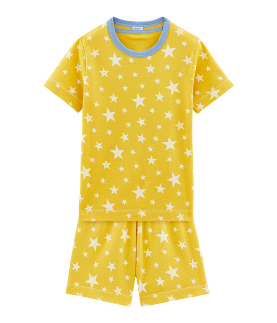 Pijama corto de punto para niño amarillo HONEY/blanco MARSHMALLOW