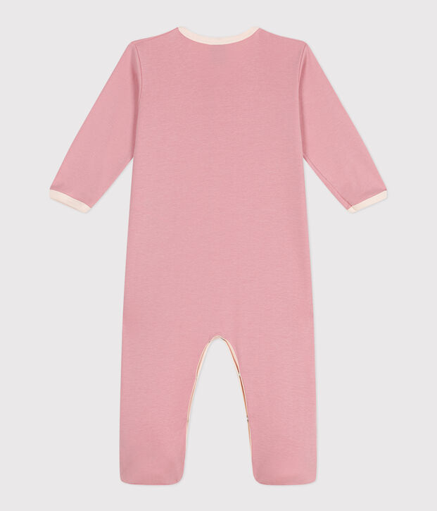Pijama de algod&oacute;n liso para beb&eacute; rosa