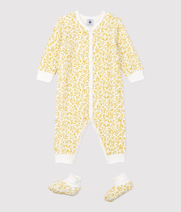 Conjunto de noche con flores de beb&eacute; de rizo muy suave amarillo/ECUME2
