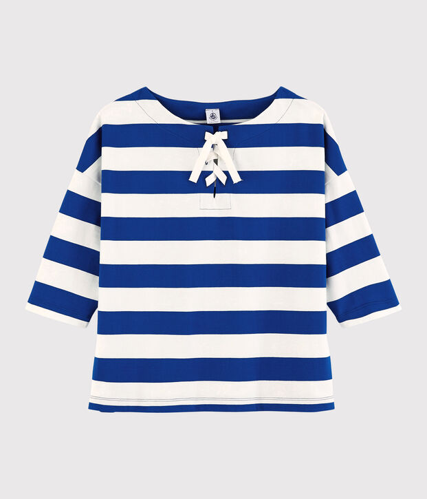 Camiseta de mujer azul/blanco