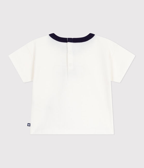 Camiseta de algodón de manga larga con estampado de logo vintage para bebé blanco MARSHMALLOW