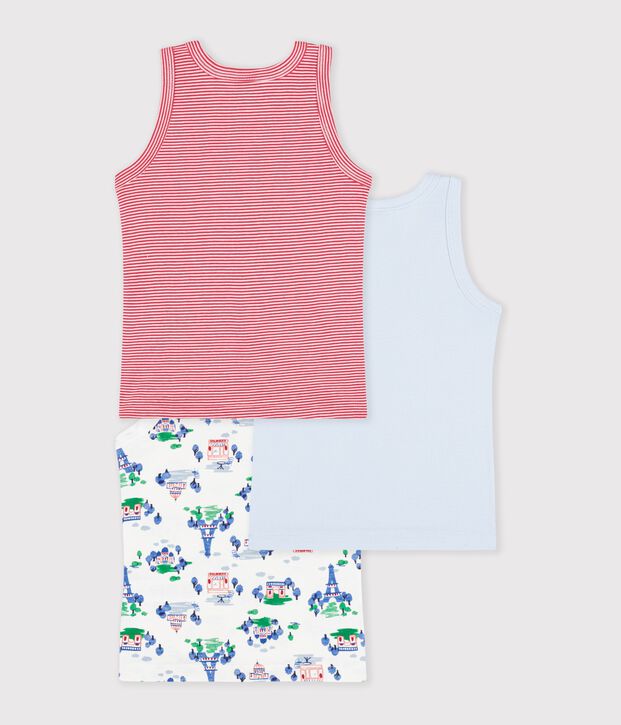 Juego de camisetas infantiles sin mangas de algod&oacute;n con estampado de Par&iacute;s multicolor