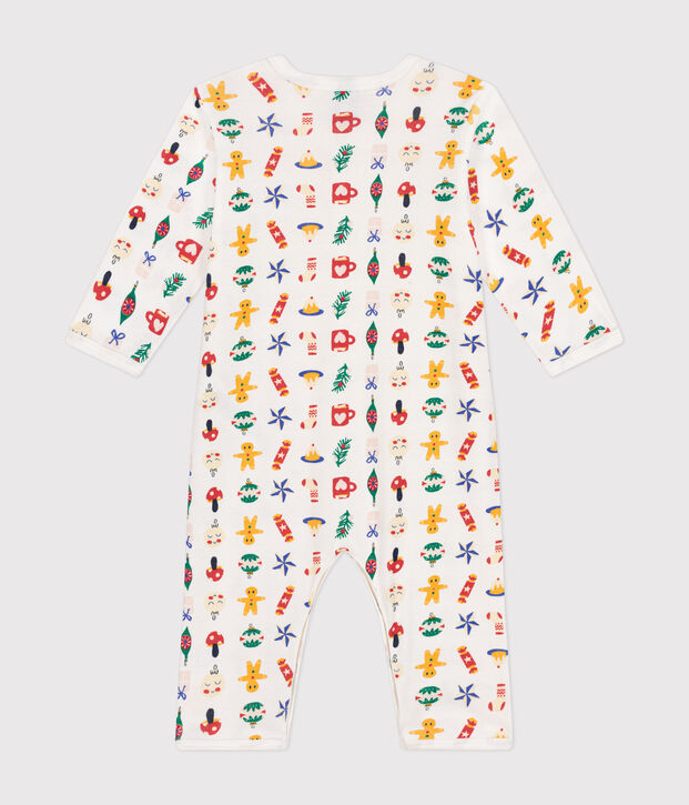 Pijama sin pies de algod&oacute;n con estampado para beb&eacute; blanco/multicolor