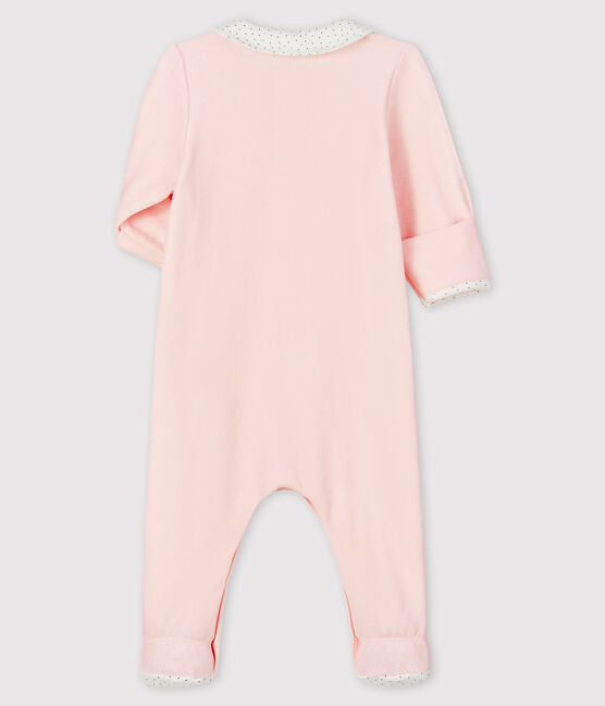 Pelele rosa con cuello de bebé de terciopelo de algodón orgánico rosa FLEUR