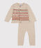 Conjunto de punto jacquard para bebé beige MONTELIMAR/blanco MULTICO
