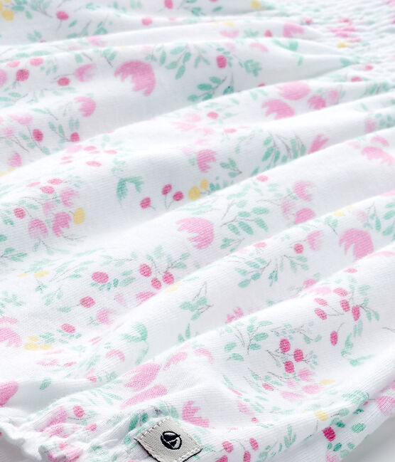 Pelele corto con bordado estampado para bebé niña blanco ECUME/rosa ROSE/ MULTICO