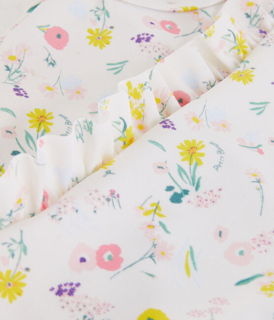 Traje de baño de 1 pieza ecorresponsable para niña blanco MARSHMALLOW/blanco MULTICO