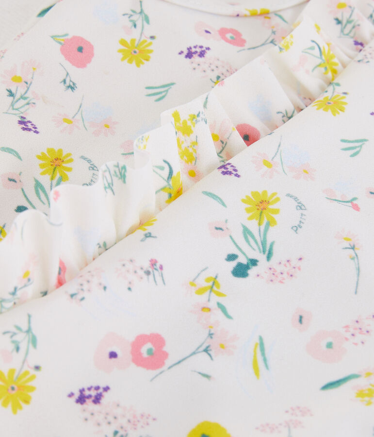 Traje de ba&ntilde;o de 1 pieza ecorresponsable para ni&ntilde;a blanco MARSHMALLOW/blanco MULTICO