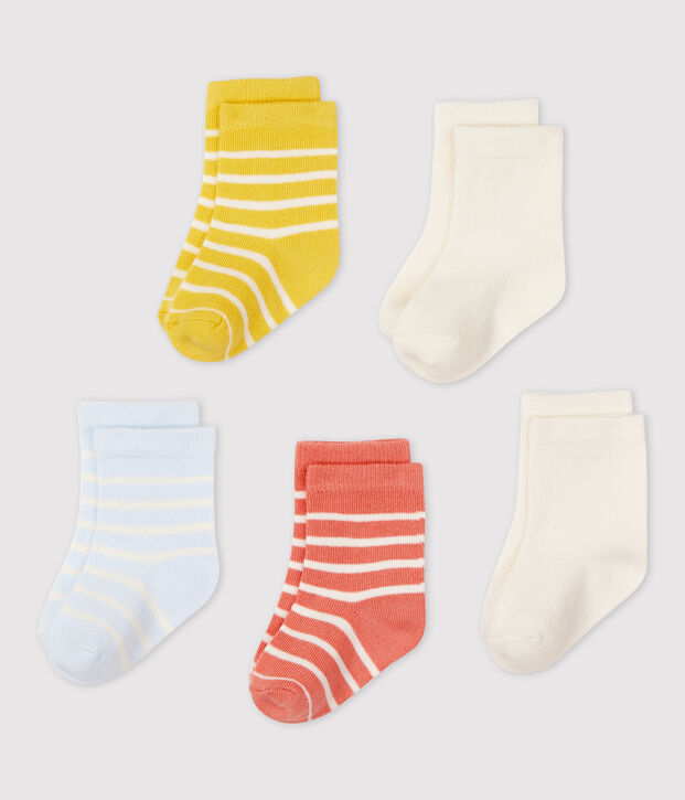 Juego de 5 pares de calcetines para beb&eacute; multicolor