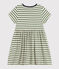 Vestido de manga corta de algodón a rayas para niña verde CROCO/ AVALANCHE