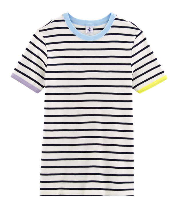 Camiseta ic&oacute;nica para mujer blanco/azul