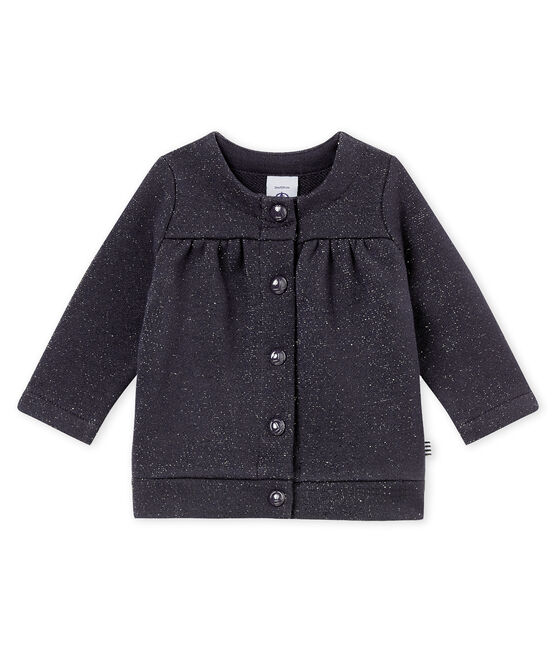 Cárdigan para bebé niña en muletón brillates azul SMOKING/amarillo DORE