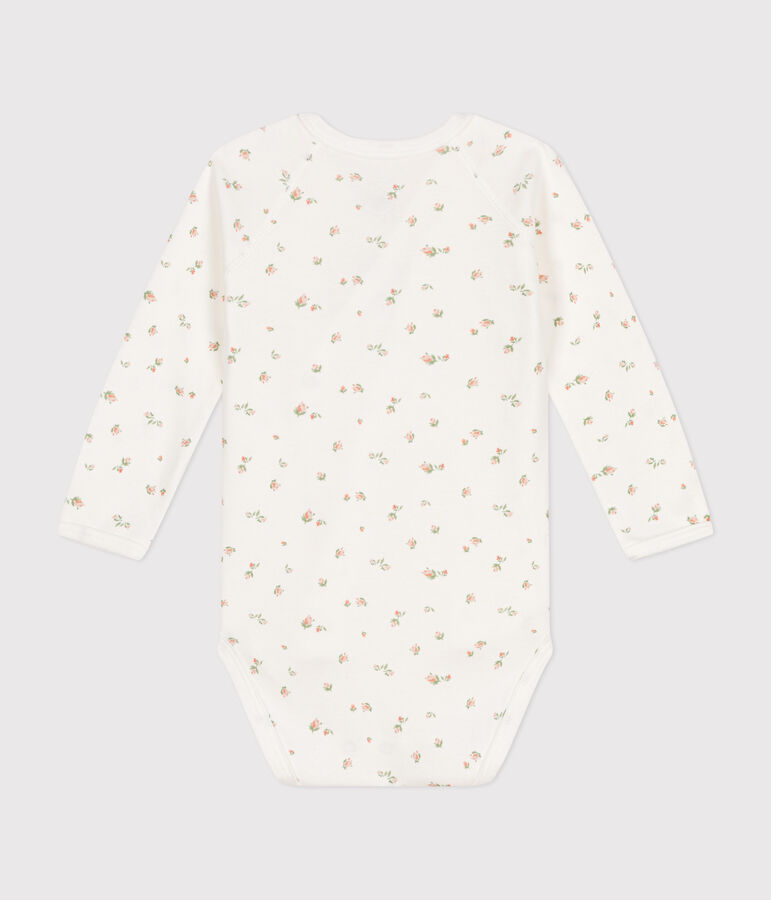 Body cruzado de manga larga de algod&oacute;n para beb&eacute; blanco MARSHMALLOW/ SALINE