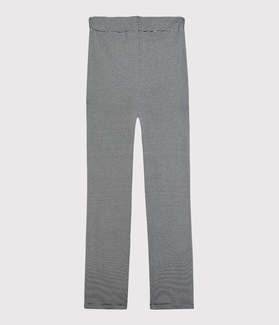 Pantalón de algodón ORGÁNICO de mujer azul SMOKING/blanco MARSHMALLOW