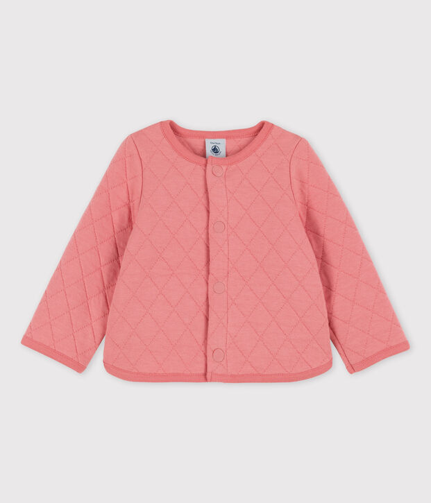 C&aacute;rdigan de tejido t&uacute;bico acolchado de beb&eacute; rosa
