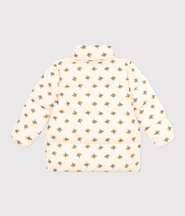 Chaqueta acolchada con capucha retr&aacute;ctil de ni&ntilde;a crudo/multicolor