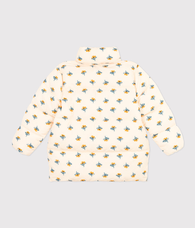 Chaqueta acolchada con capucha retr&aacute;ctil de ni&ntilde;a crudo/multicolor