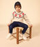 Jersey de jacquard de lana y algodón de niña/niño beige MONTELIMAR/blanco MULTICO