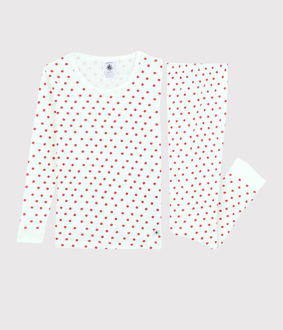 Pijama snugfit de París de algodón orgánico infantil unisex blanco MARSHMALLOW/rojo PEPS