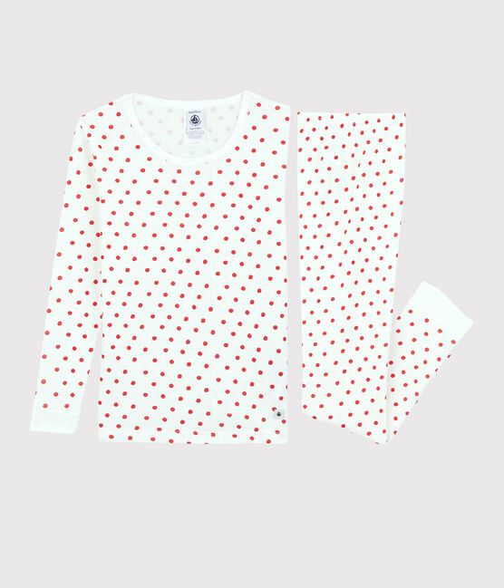 Pijama snugfit de París de algodón orgánico infantil unisex blanco MARSHMALLOW/rojo PEPS