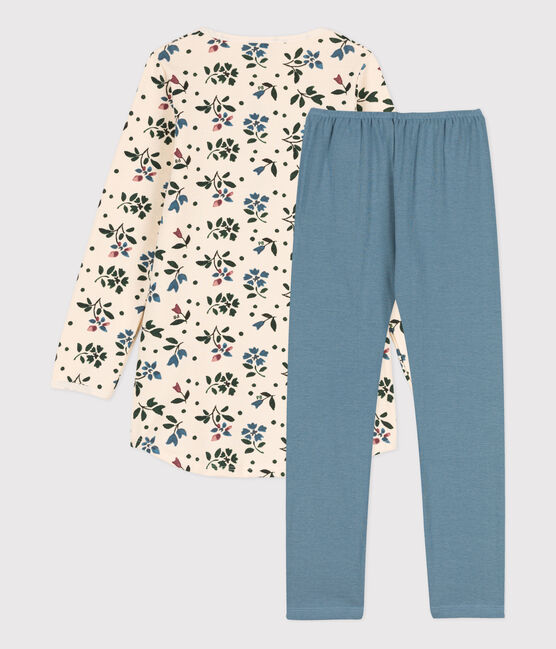 Camisón y leggings de felpa y algodón con flor para niña blanco AVALANCHE/ MULTICO