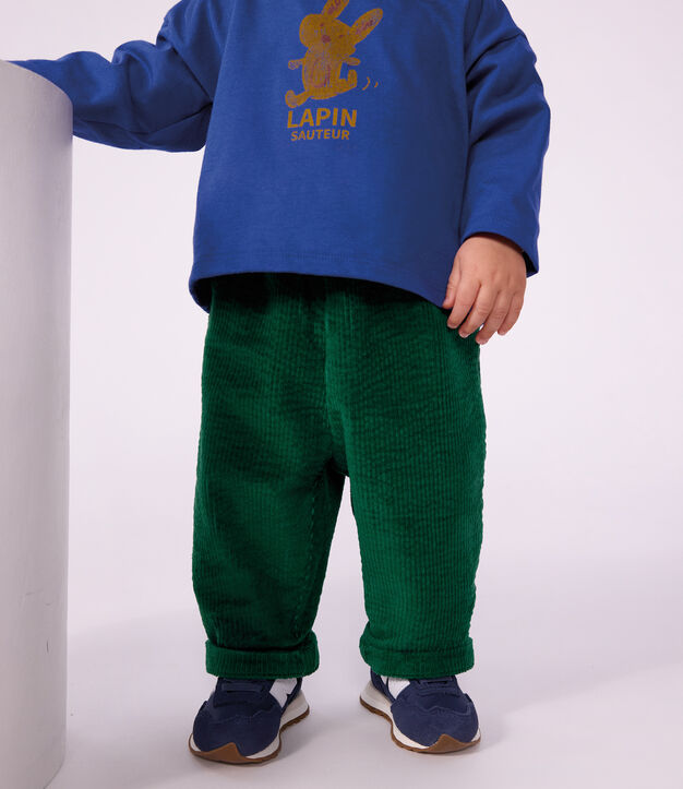 Pantal&oacute;n de terciopelo liso para beb&eacute; verde