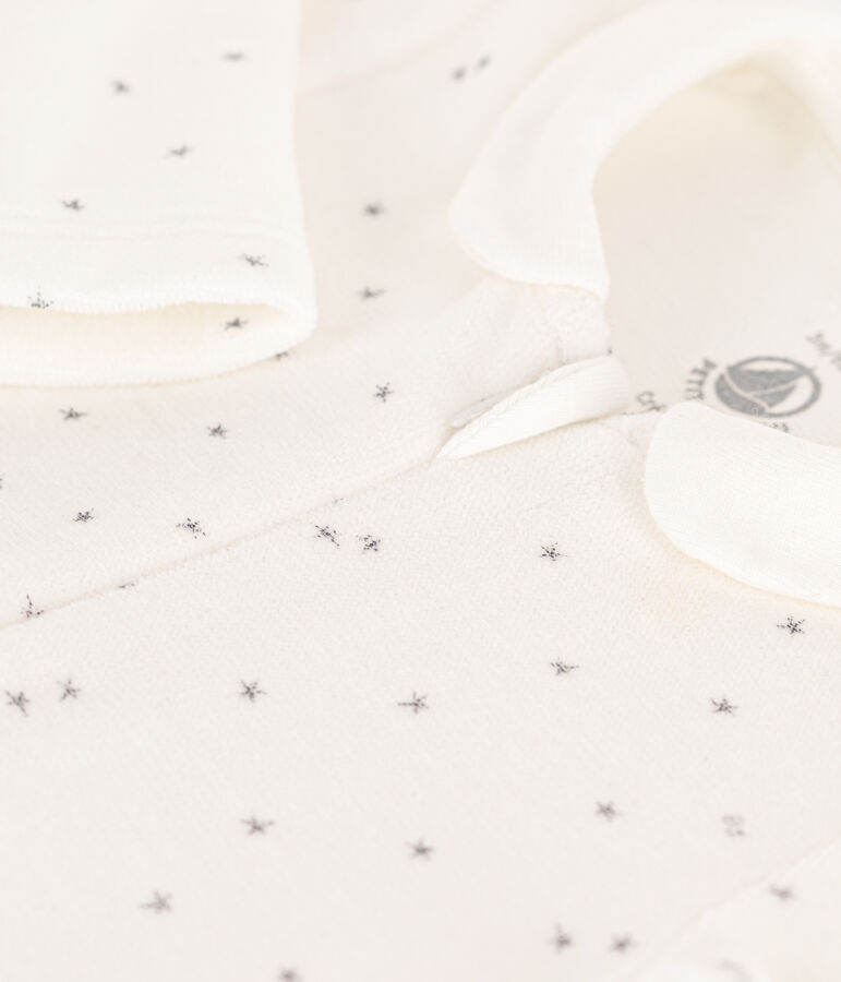 Pelele de terciopelo con estrellas blanco MARSHMALLOW/gris GRIS