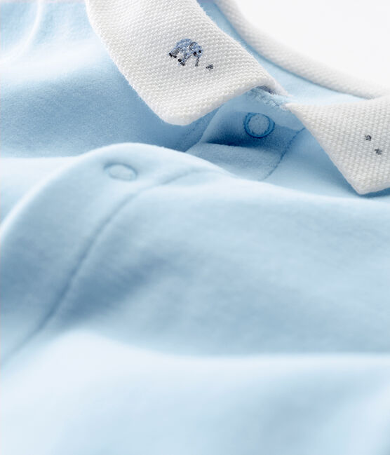 Pelele de terciopelo de algodón liso para bebé niño azul FRAICHEUR