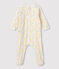 Pijama enterizo de flores de bebé de algodón ecológico blanco MARSHMALLOW/blanco MULTICO