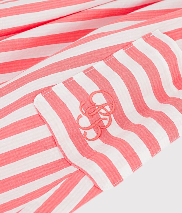 Vestido infantil sin mangas de algod&oacute;n a rayas rosa/blanco