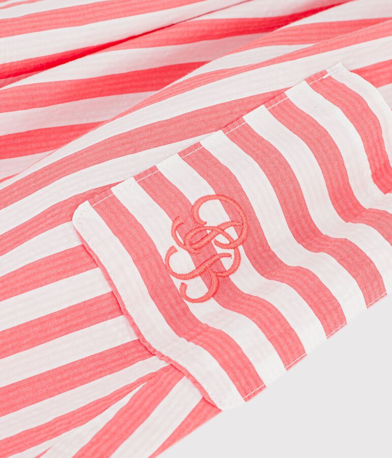 Vestido infantil sin mangas de algod&oacute;n a rayas rosa/blanco