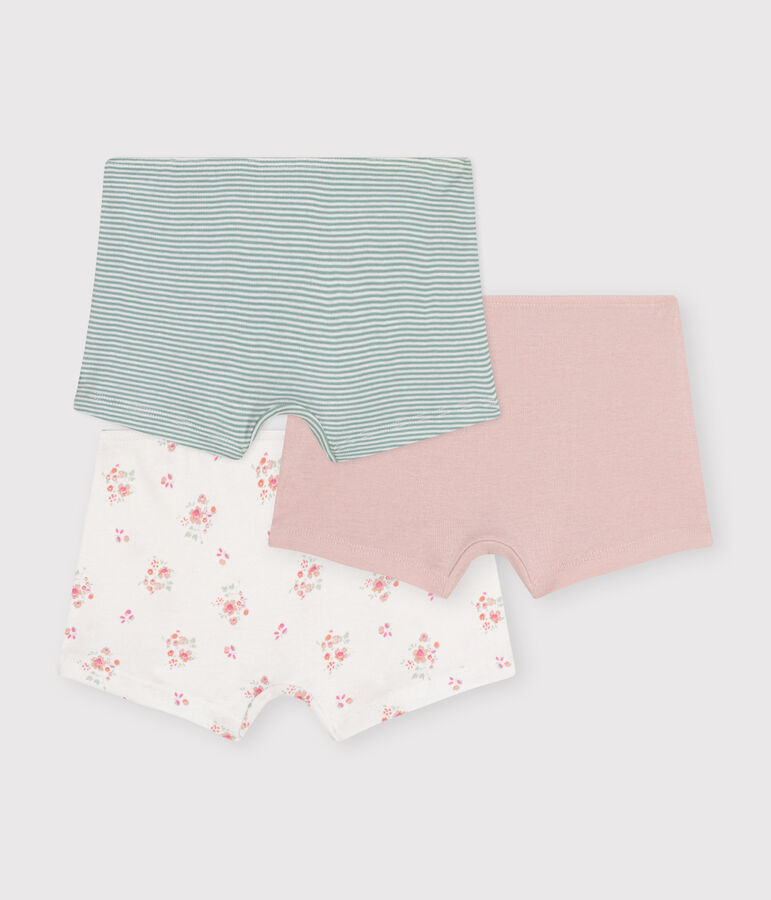Juego de 3 culottes infantiles de algod&oacute;n con flor multicolor