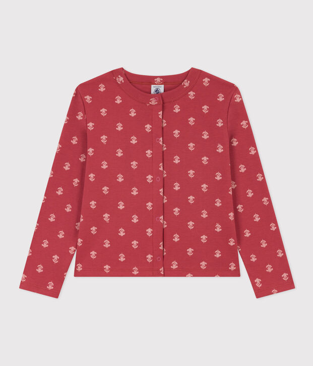 C&aacute;rdigan estampado de algod&oacute;n para ni&ntilde;a rosa/crudo