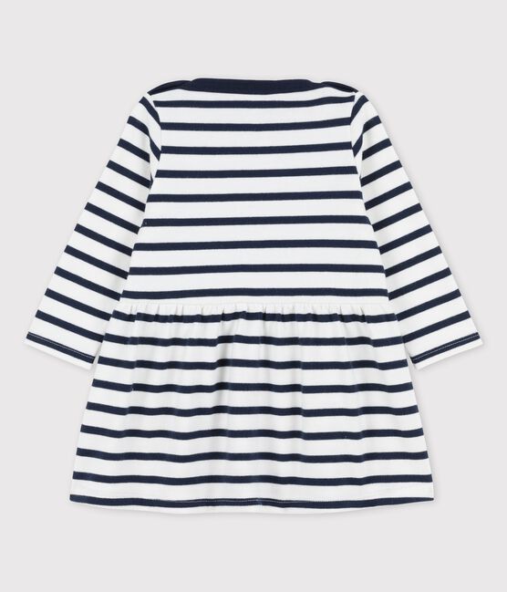 Vestido icónico de manga larga de jersey grueso ecológico de bebé blanco MARSHMALLOW/azul SMOKING