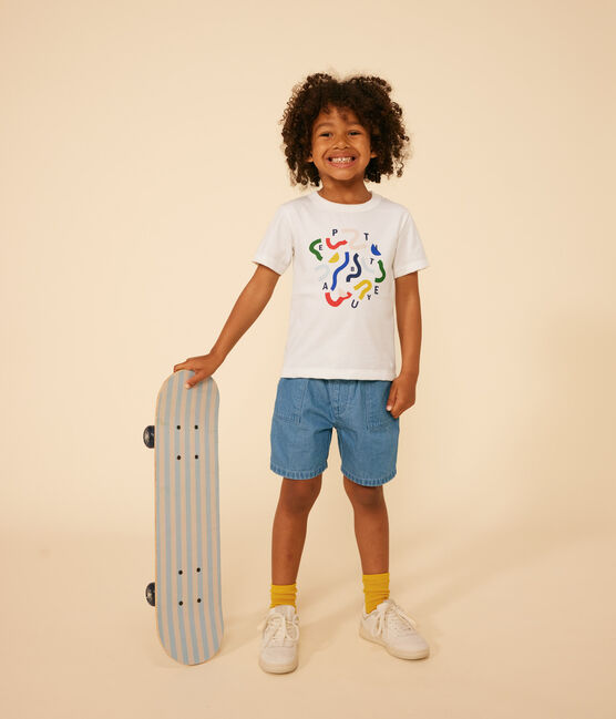 Camiseta estampada de jersey ligero para niño blanco MARSHMALLOW