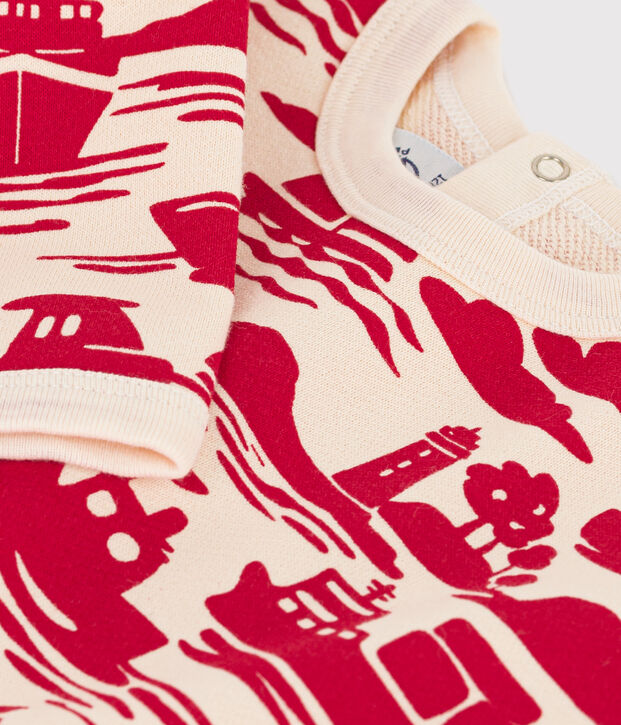 Sudadera de mulet&oacute;n estampada para beb&eacute; crudo/rojo